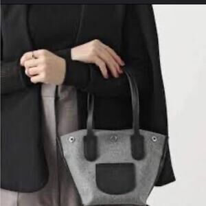 Longchamp Mini Flanelle Essential Tote Bag Wool Felt Gray New
